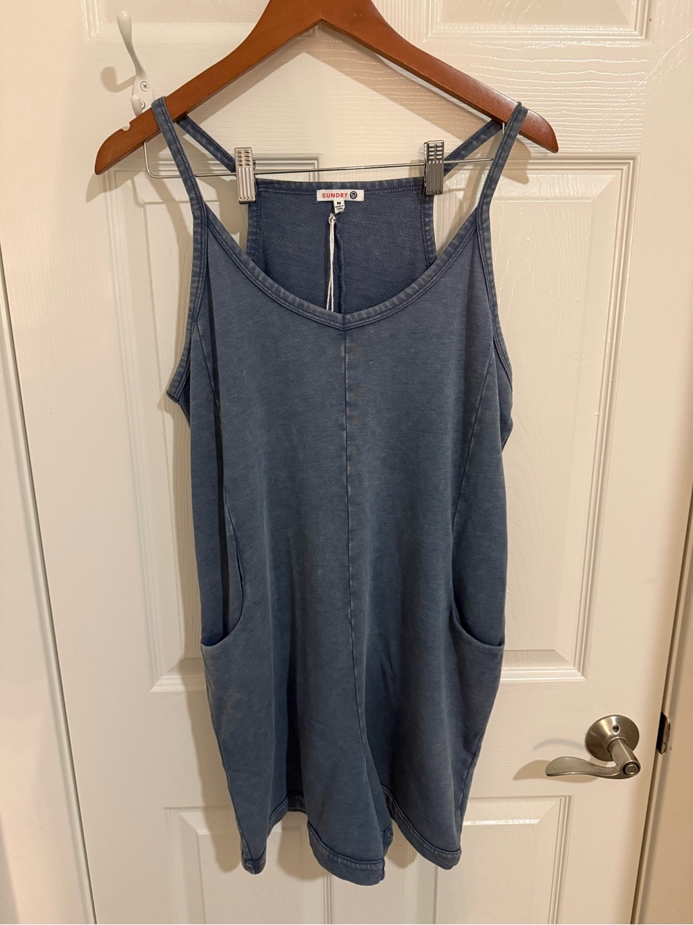 Sundry by Anthropologie Navy Cotton Blend Romper Women’s Medium Casual Summer - Picture 2 of 4